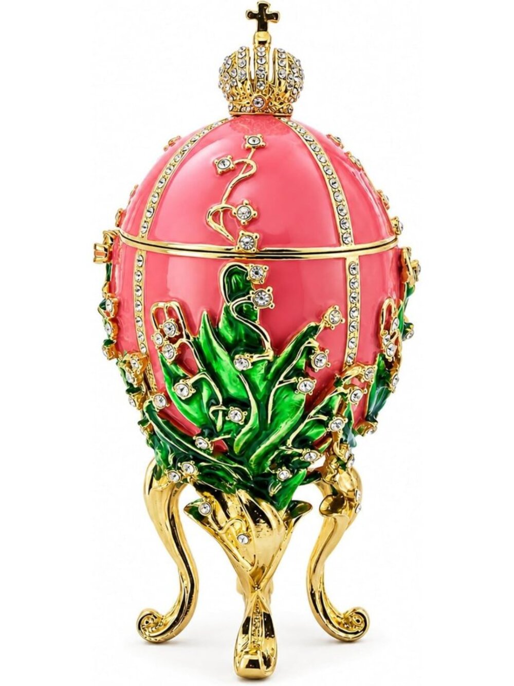 Elegant 6.25" Easter Egg - Lilies of the Valley Design, Royal Imperial Decor
